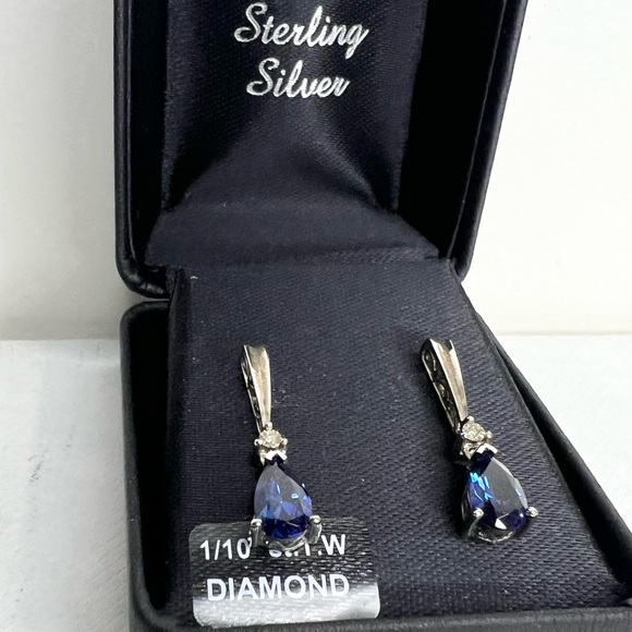 Sterling Silver Blue Drop Earrings - Picture 3 of 7